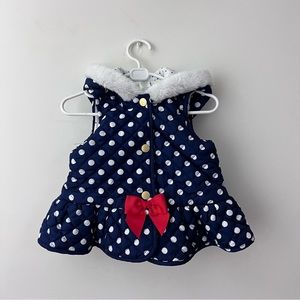 Little Me polkadot vest with red bow